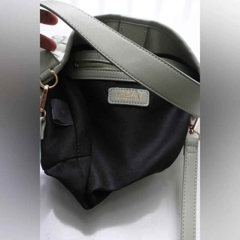 Urban expressions woven faux leather satchel/cross body bag